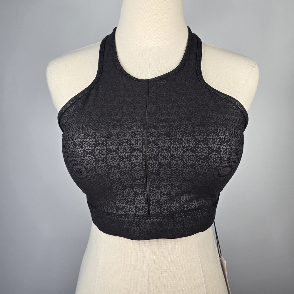 Zyia Active Black Flower Power Sports Bra with Removable Pads Size M NWT